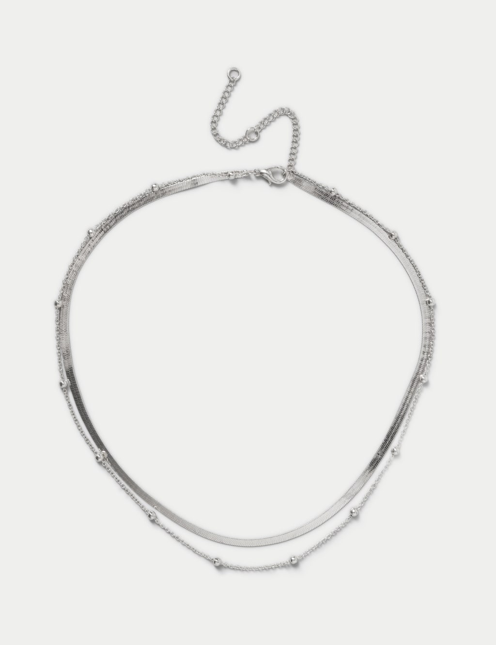 Sliver Tone Multirow Necklace