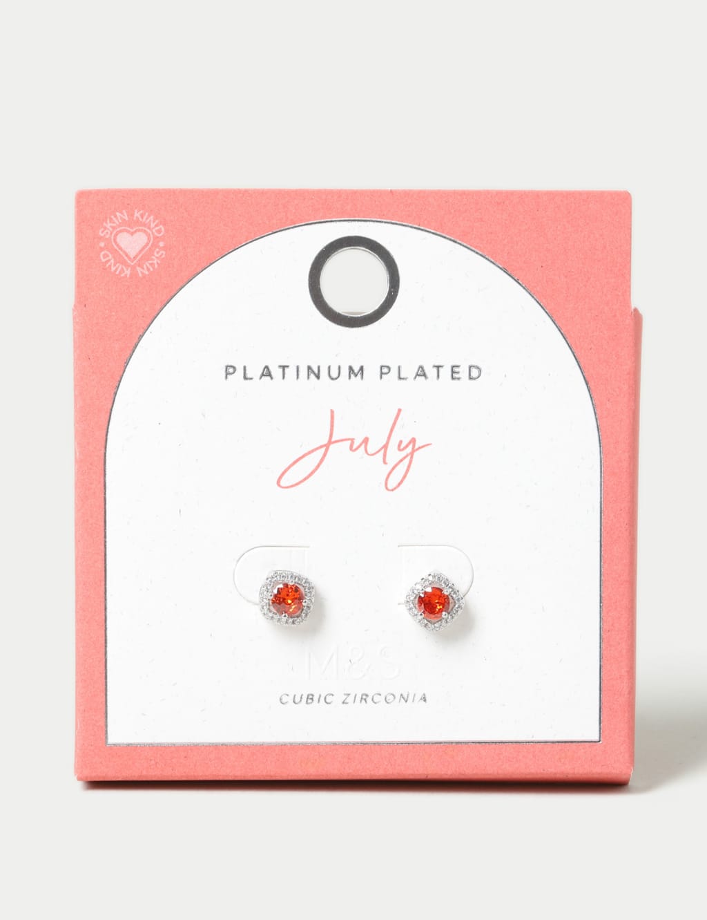 Platinum Plated Cubic Zirconia July Birthstone Stud Earring