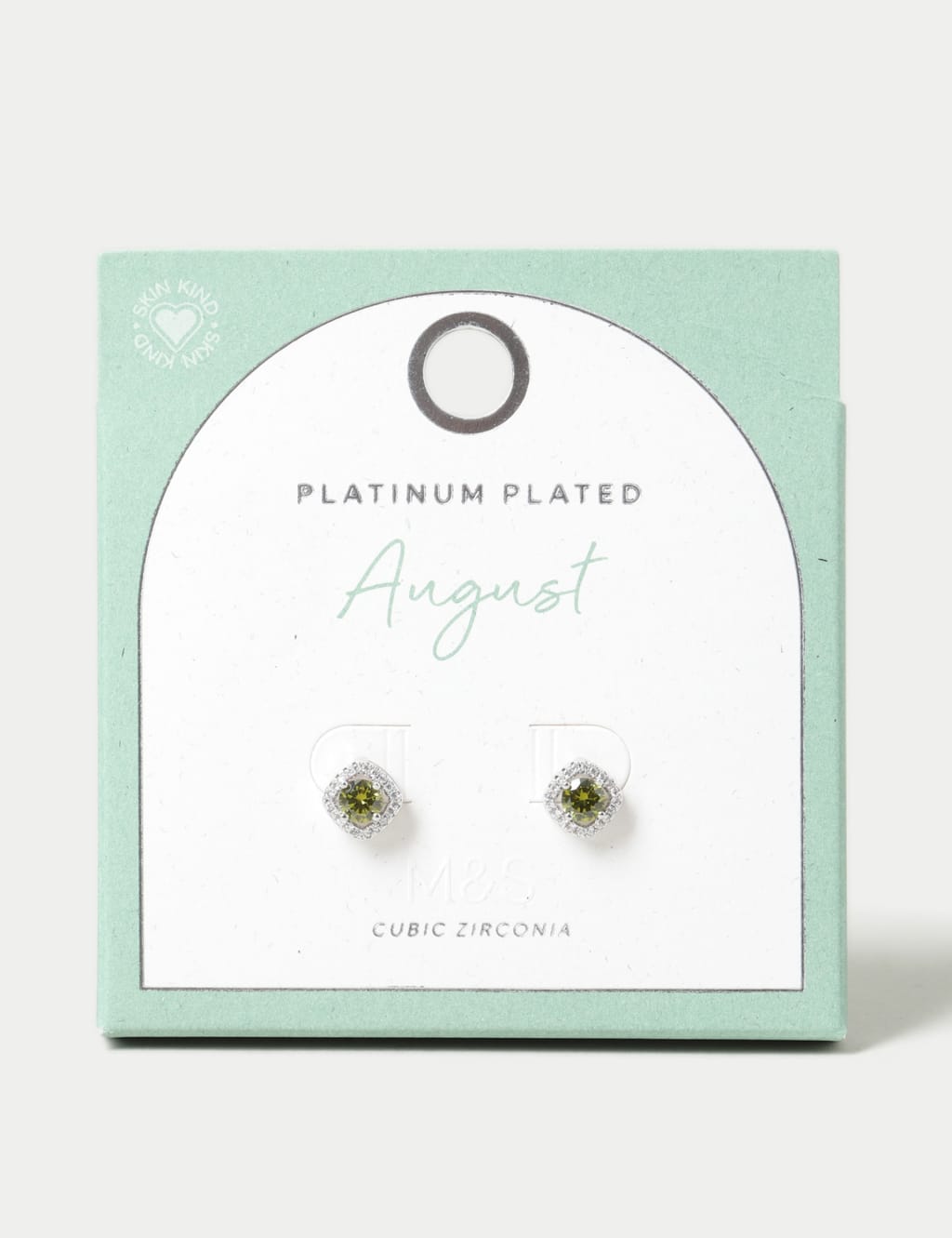 Platinum Plated Cubic Zirconia August Birthstone Stud Earring