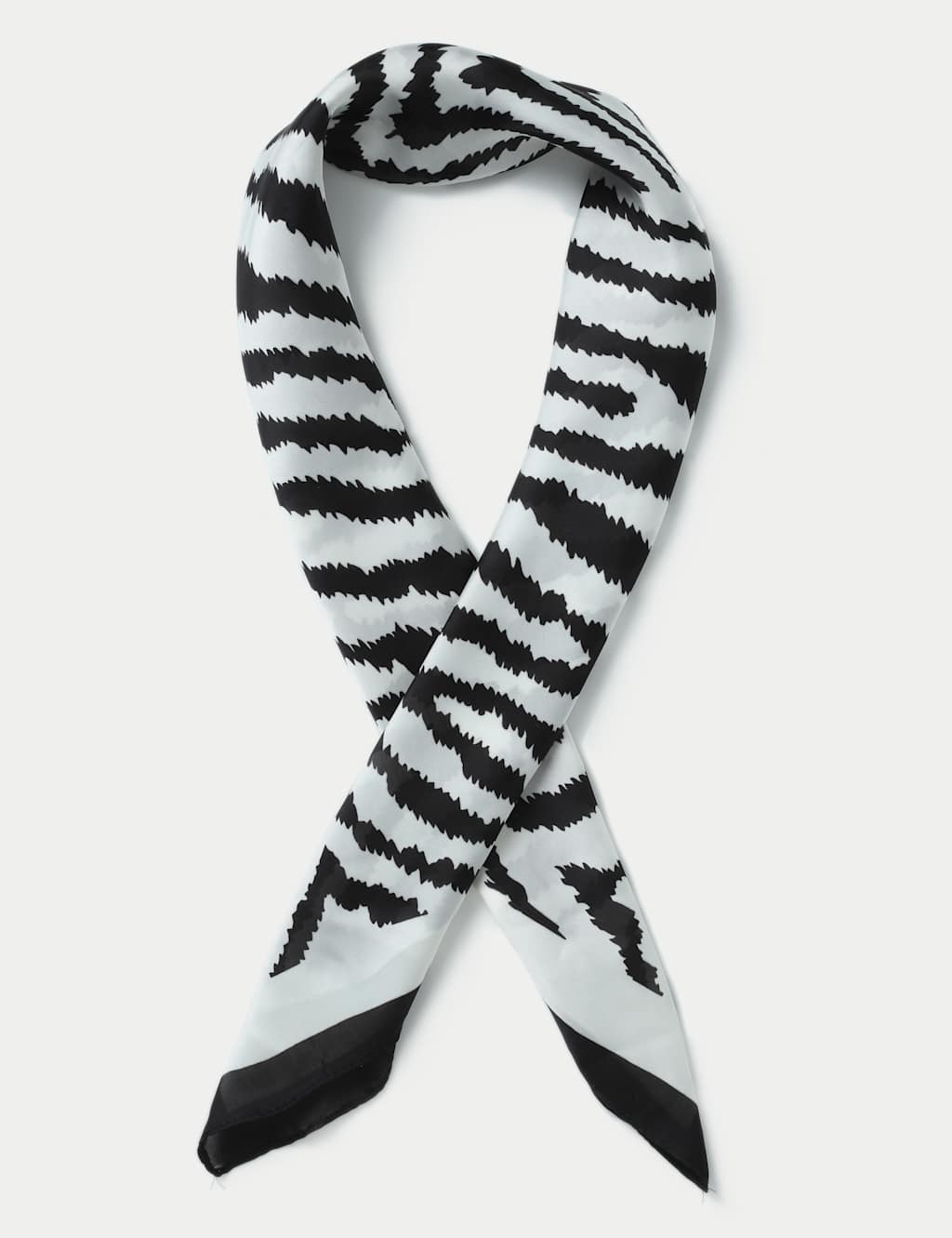 M&S Collection Women's Zebra Print Scarf - Black/White, Black/White