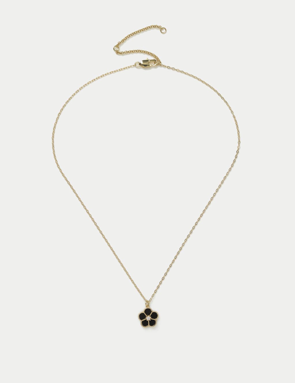 Black Flower Ditsy Double Sided Necklace