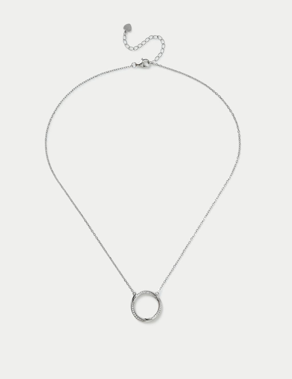 925 Sterling Silver Pave Circle Necklace
