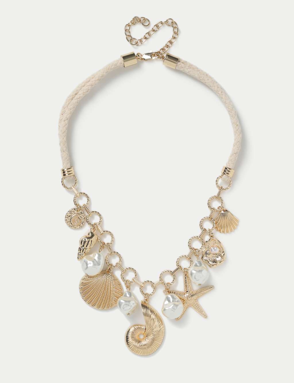 Multi Shell Charm Rope Necklace