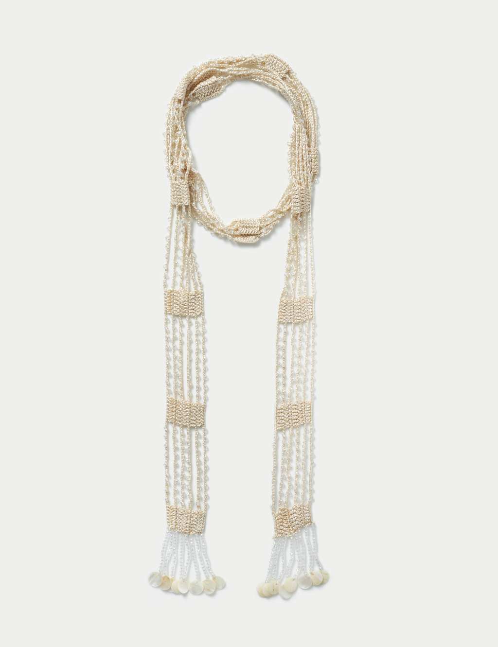 Cream Beaded Scarf