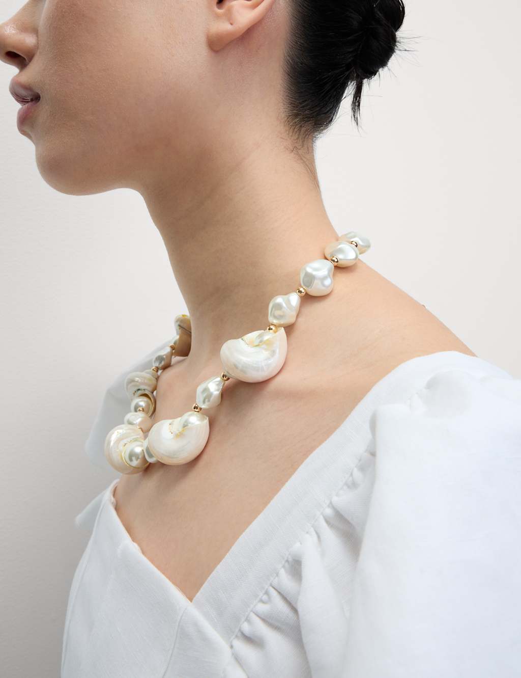 Multi Conch Shell Collar Necklace