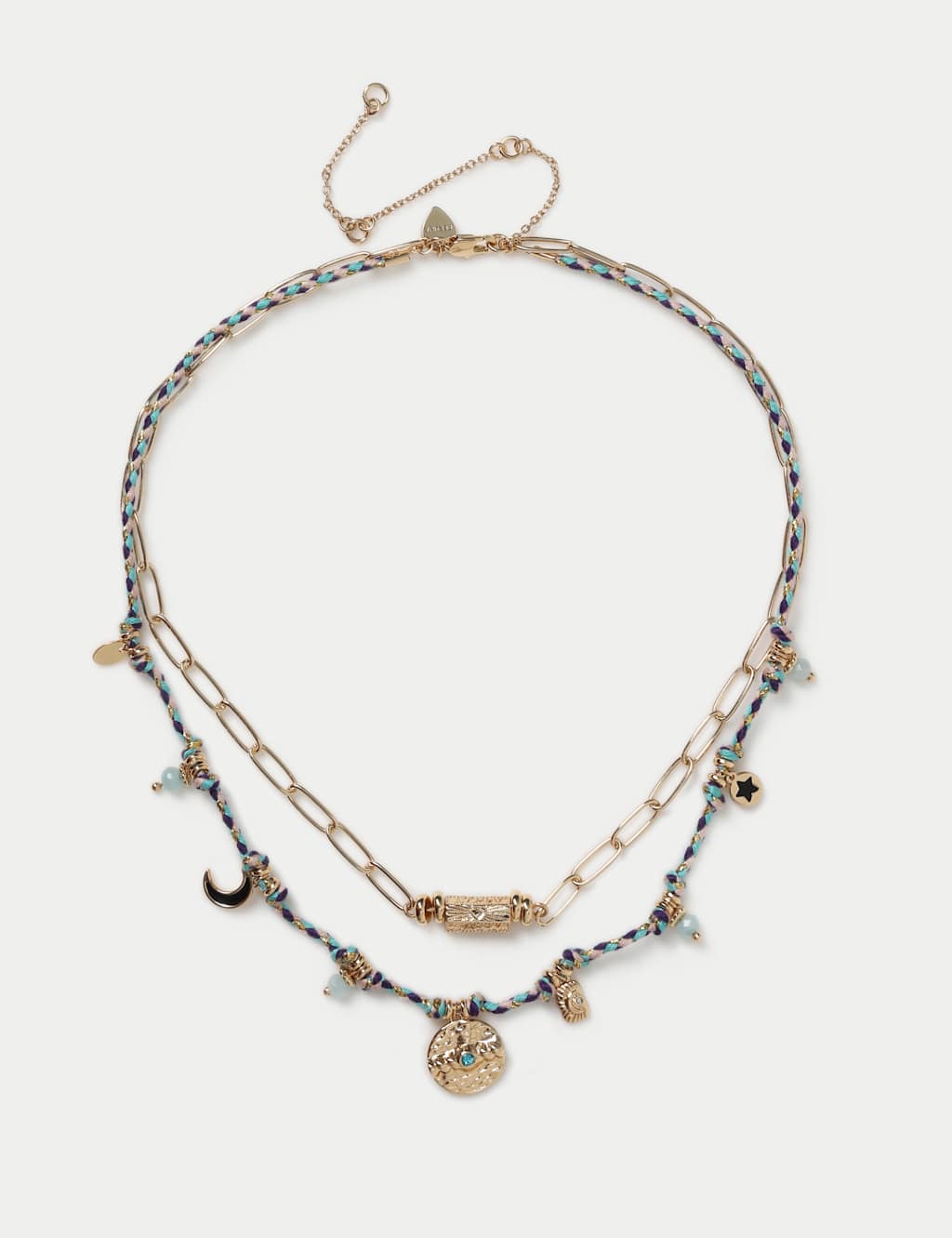 Per Una Cord Multi Row Charm Necklace Gold