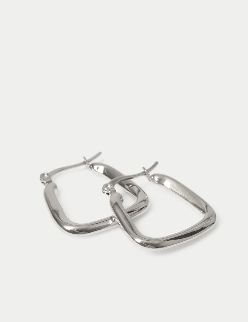 Silver Tone Square Hoop Earrings