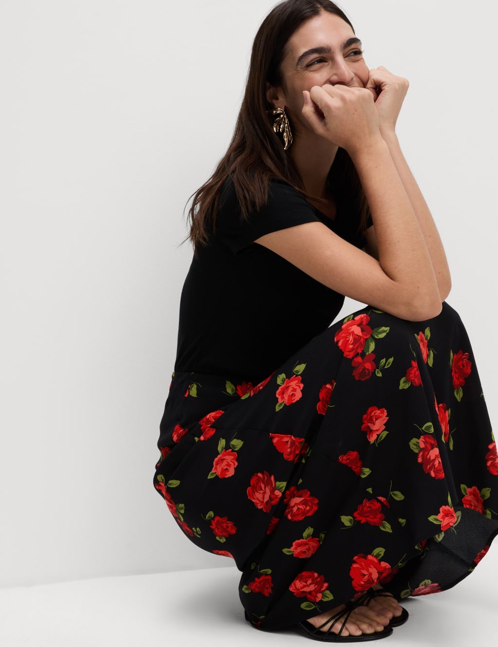 Floral Maxi Column Skirt