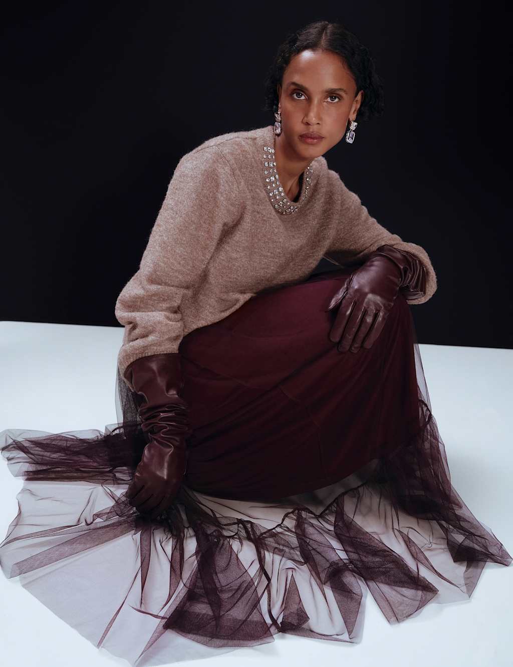 M&S Tulle Maxi Skirt Dark Grape