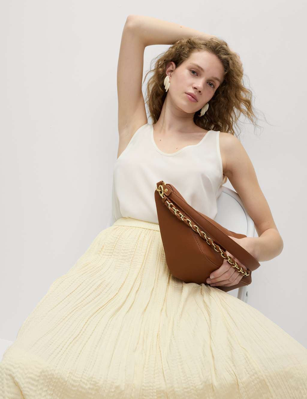 Textured Pleated Skirt
