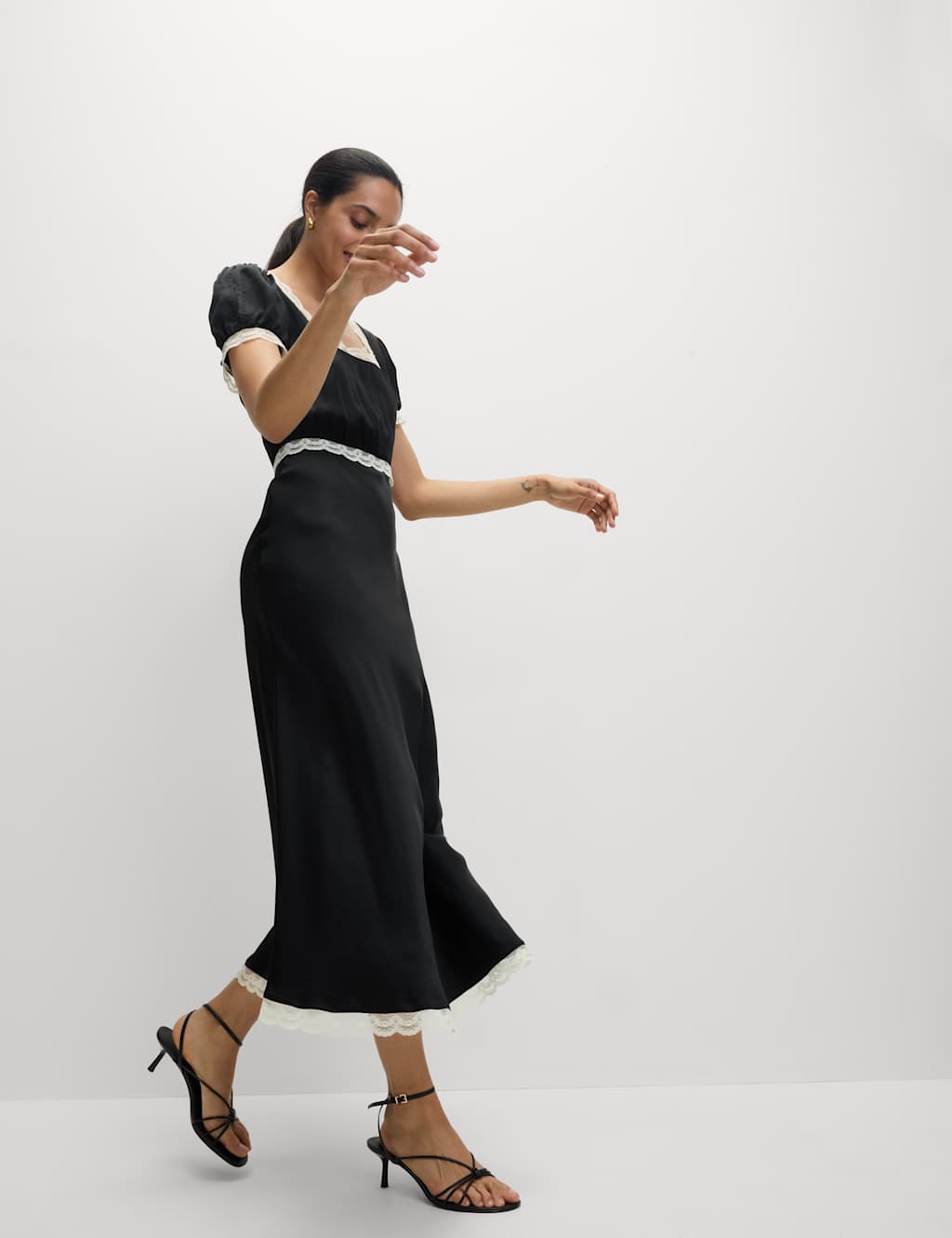 Lyocell Blend Leopard Print Square Neck Midaxi Tea Dress