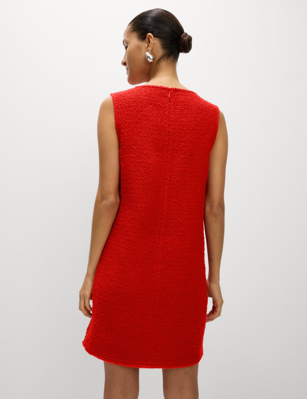 Textured Mini Shift Dress with Wool
