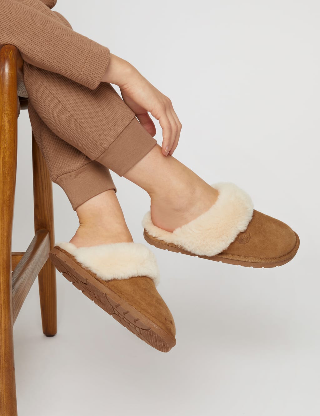 Jones Bootmaker Sheepskin Mule Slippers Brown