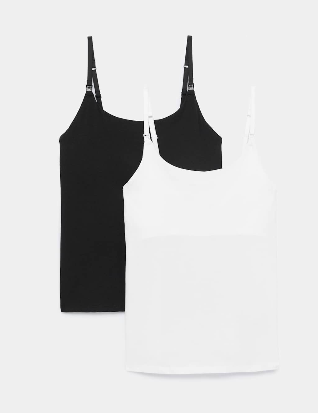 M&S Women's 2 Pack Cotton Rich Secret Support Nursing Vests - 14 Fuller Bust - Black Mix