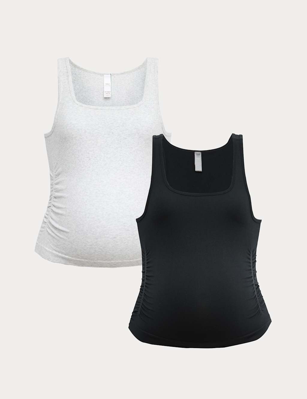M&S Women's 2 Pack Maternity Seamless Scoop Neck Vests - Medium - Black Mix