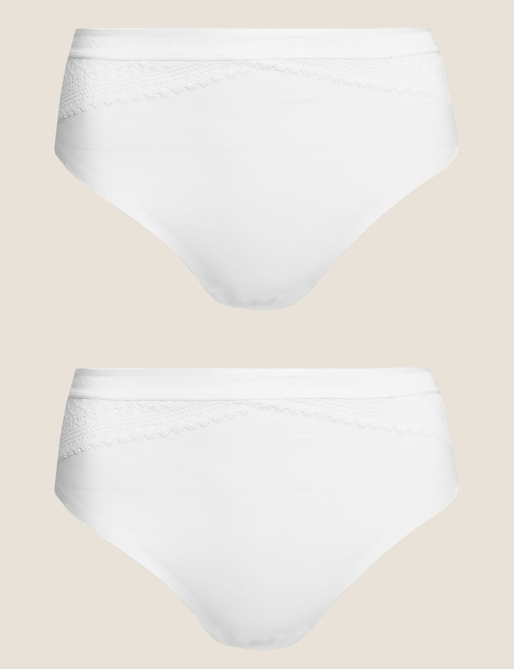 Body 2 Pack Light Control Cotton Rich Brazilian Knickers White