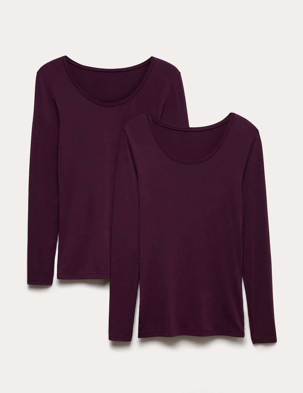 M&S 2 Pack Heatgen Thermal Long Sleeve Tops Dark Grape