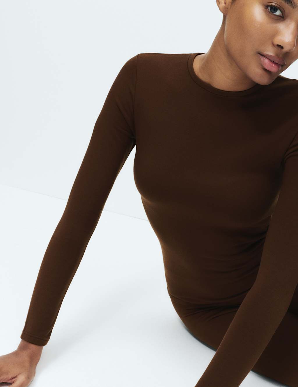 M&S Heatgen Medium Thermal Crew Neck Top Dark Chocolate
