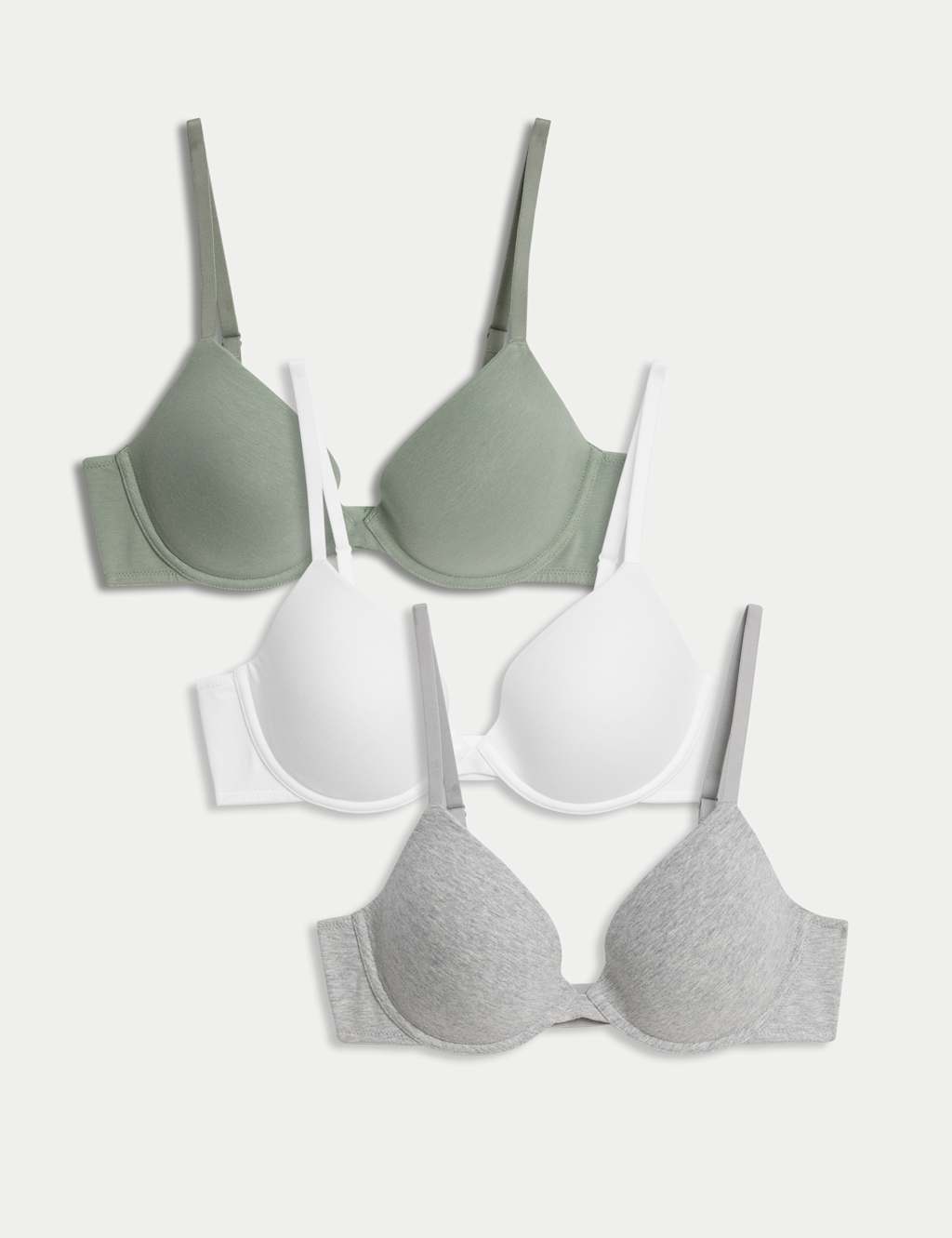 3pk Wired Plunge T-Shirt Bras A-E