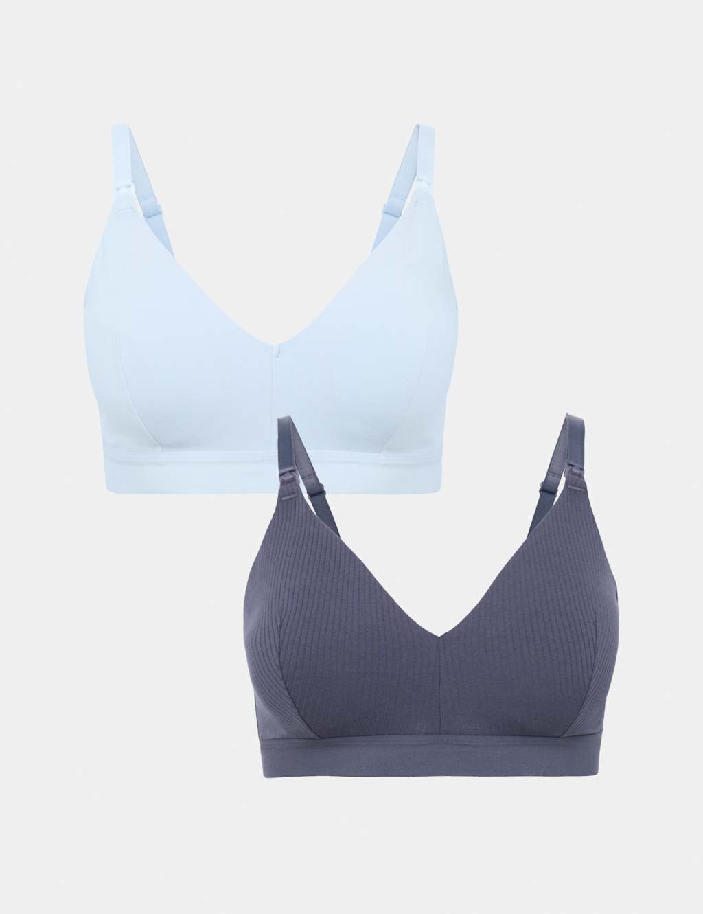 M&S Women's 2 Pack Non Wired Nursing Bras A-D - 8 D-E - Pale Blue