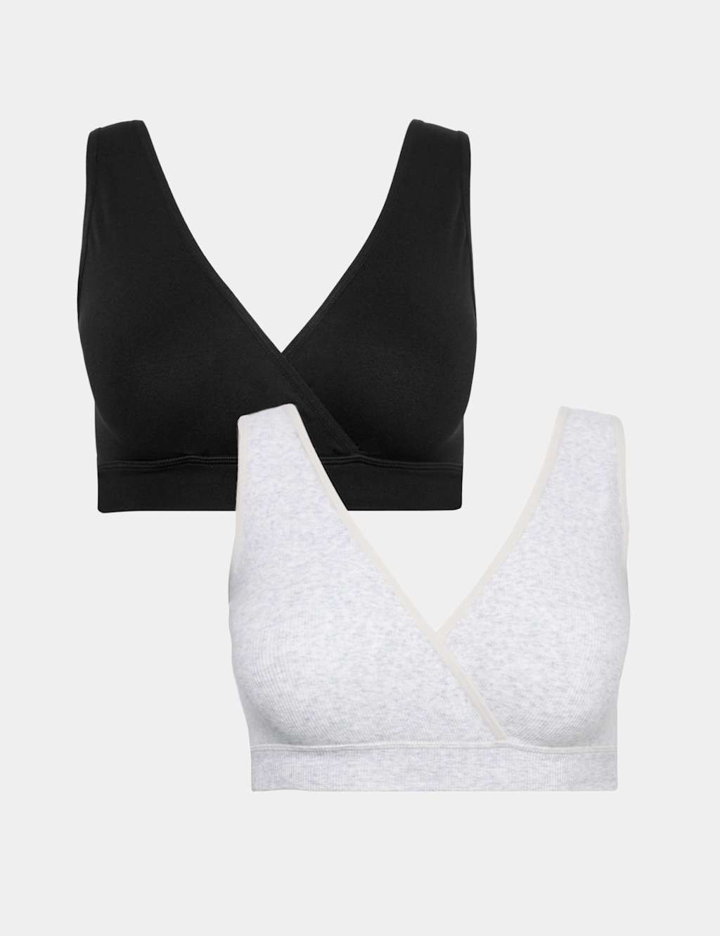 M&S Women's 2 Pack Lounge Nursing Maternity Bras - Medium - Grey Mix