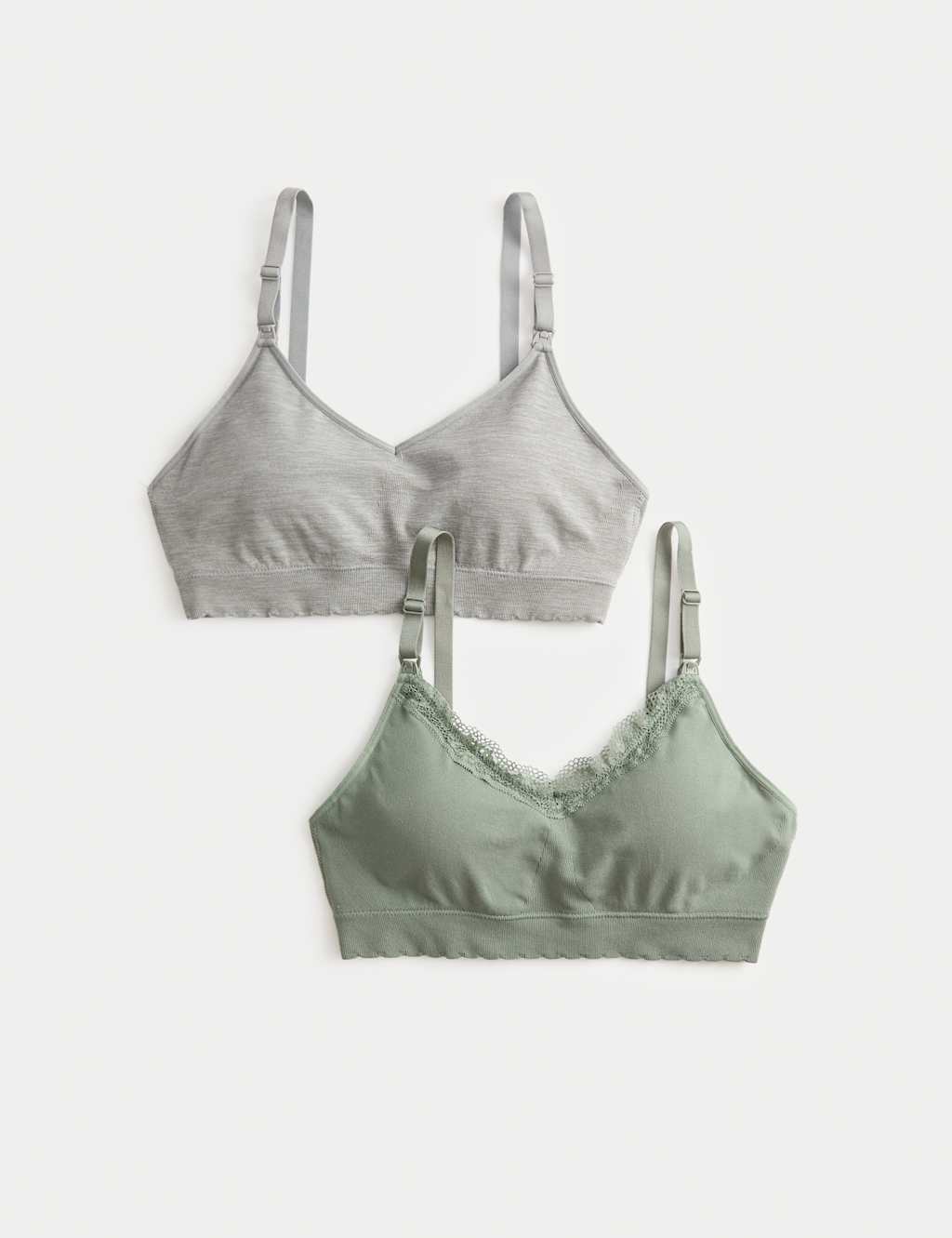 M&S 2 Pack Seamless Non Wired Maternity Nursing Bras Grey Mix