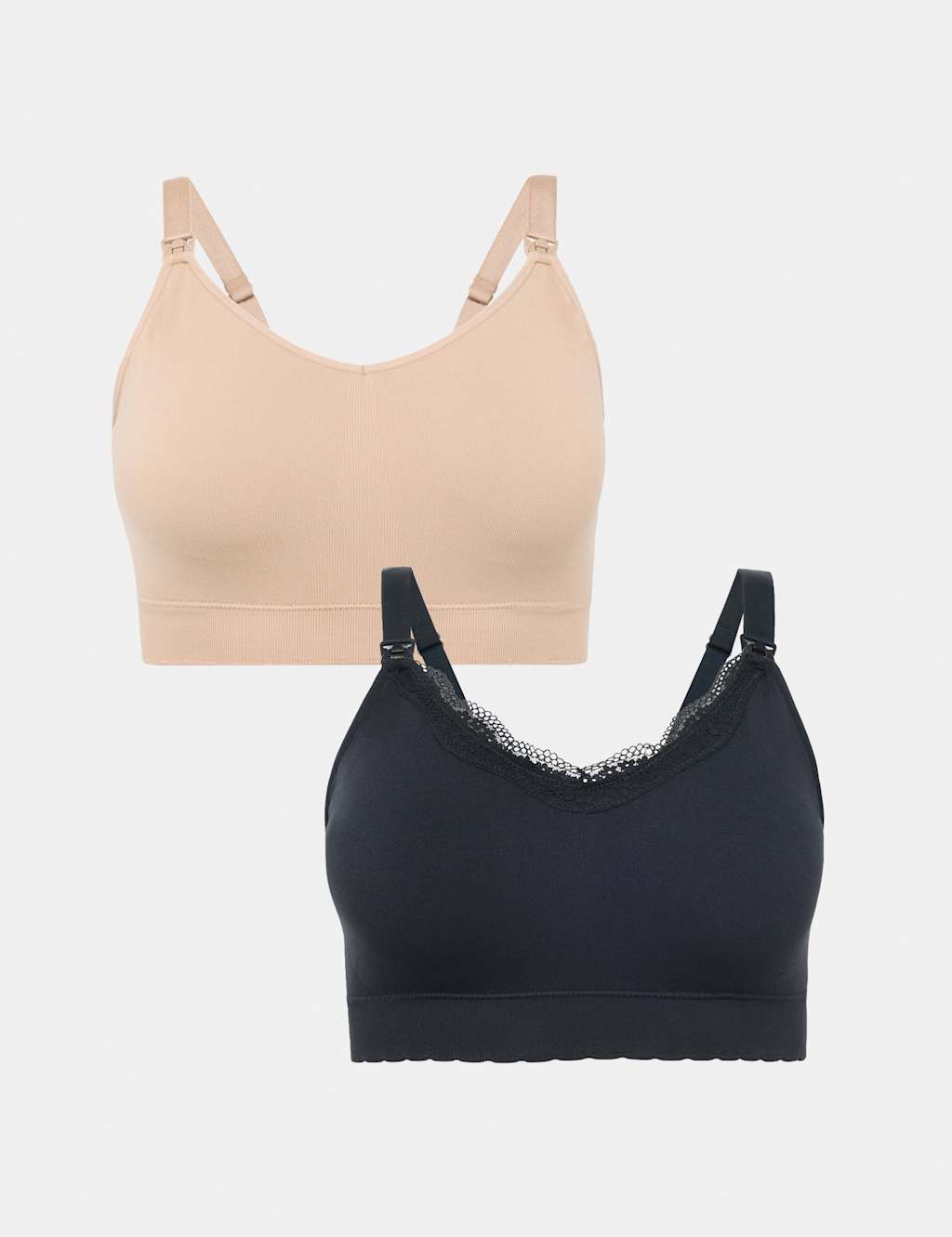 M&S Women's 2 Pack Seamless Non Wired Maternity Nursing Bras - Large - Black Mix