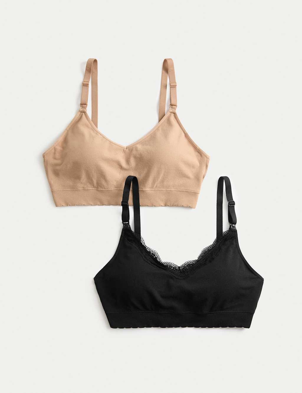 M&S 2 Pack Seamless Non Wired Maternity Nursing Bras Black Mix