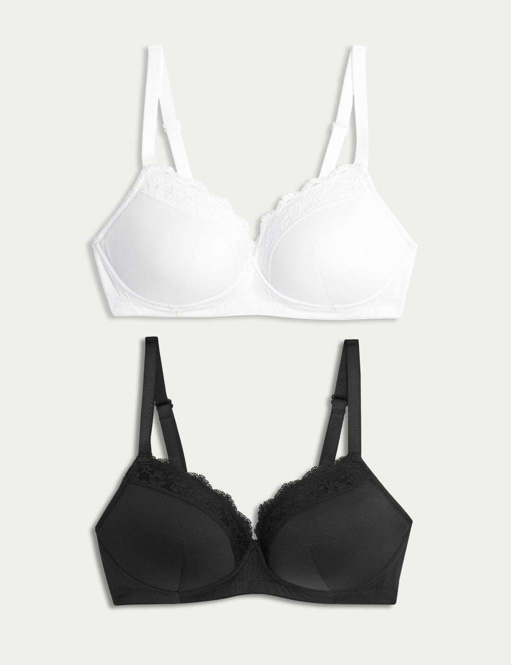 2pk Lace Trim Post Surgery Bras A-E