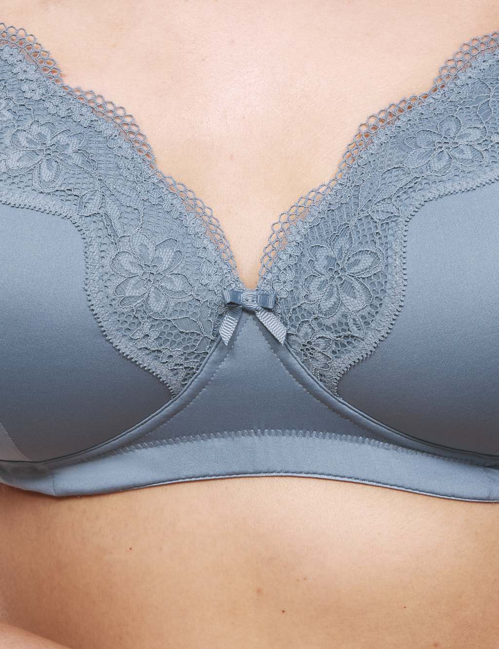 M&S Jasmine Lace Non Wired Post Surgery Bra (A-E) Grey Blue