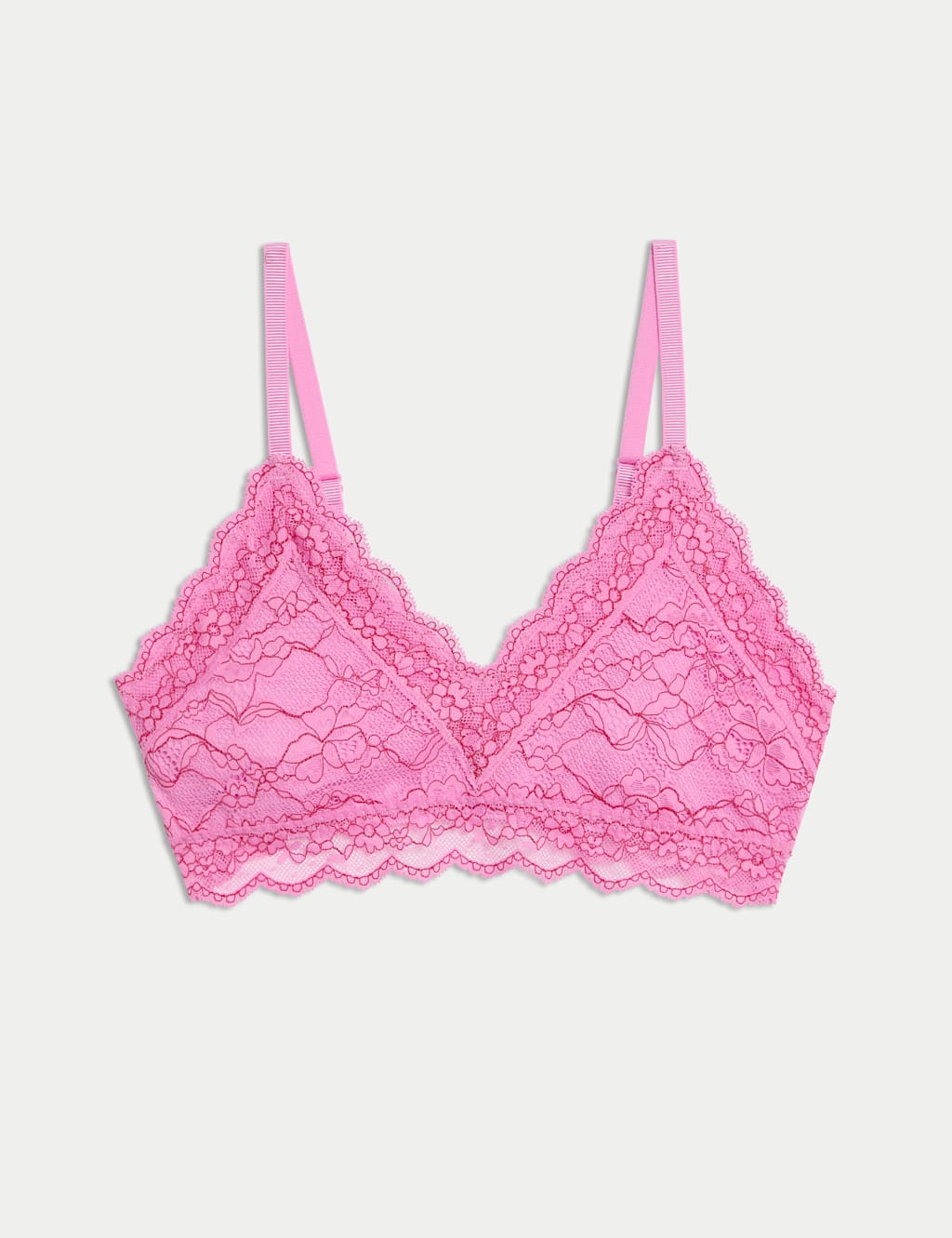M&S Flexifit Lace Non Wired Flat Closure Bralette Pink