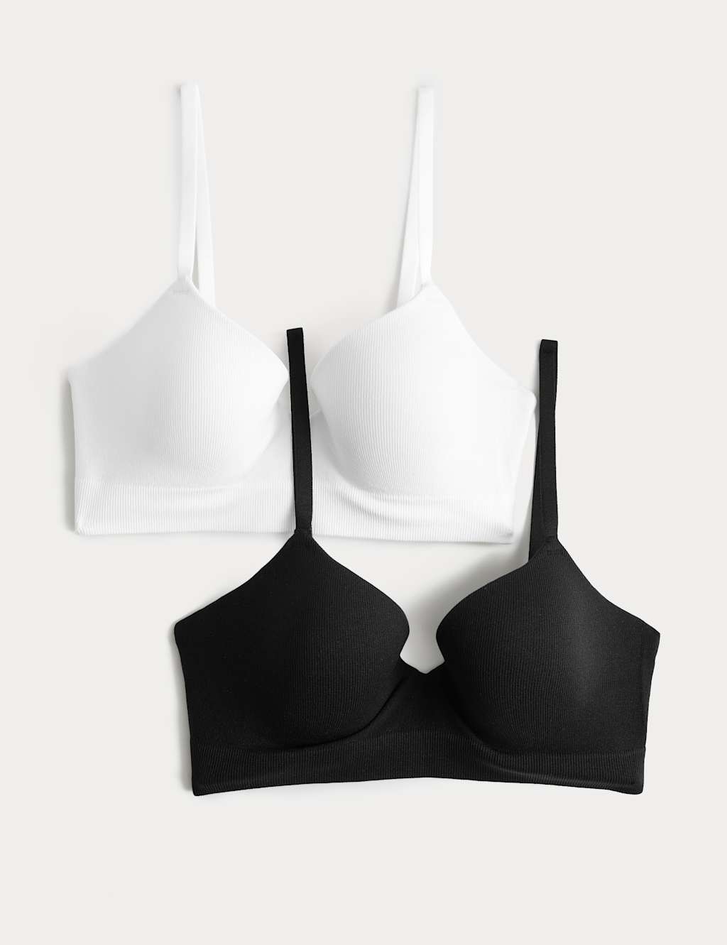 M&S Women's 2 Pack Seamfree Wired Demi Cup Bras A-E - 32B - Black Mix