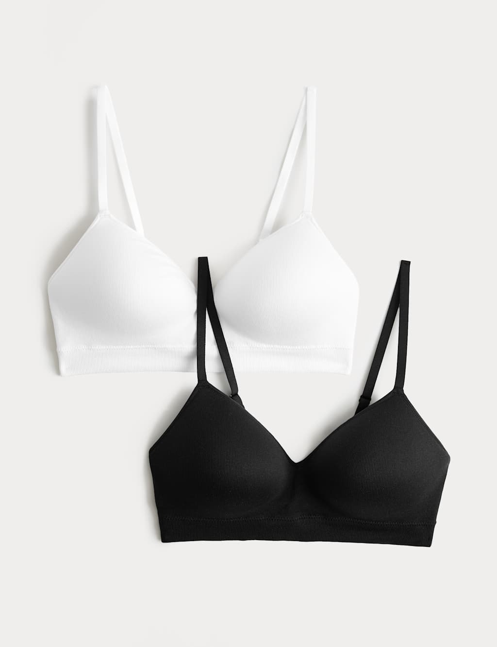 M&S Women's 2 Pack Seamless Non Wired Full Cup Bras - Medium - Black Mix