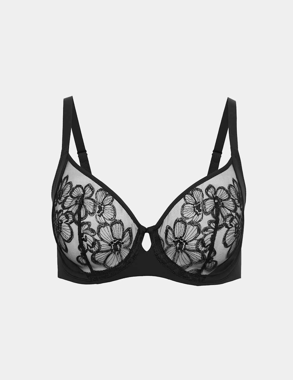 M&S Women's Embrace Embroidered Wired Full Cup Bra A-E - 34B - Black