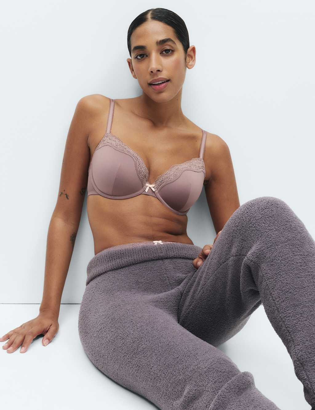M&S Women's Jasmine Lace Wired Demi Cup Bra (A-E) - 34B - Praline