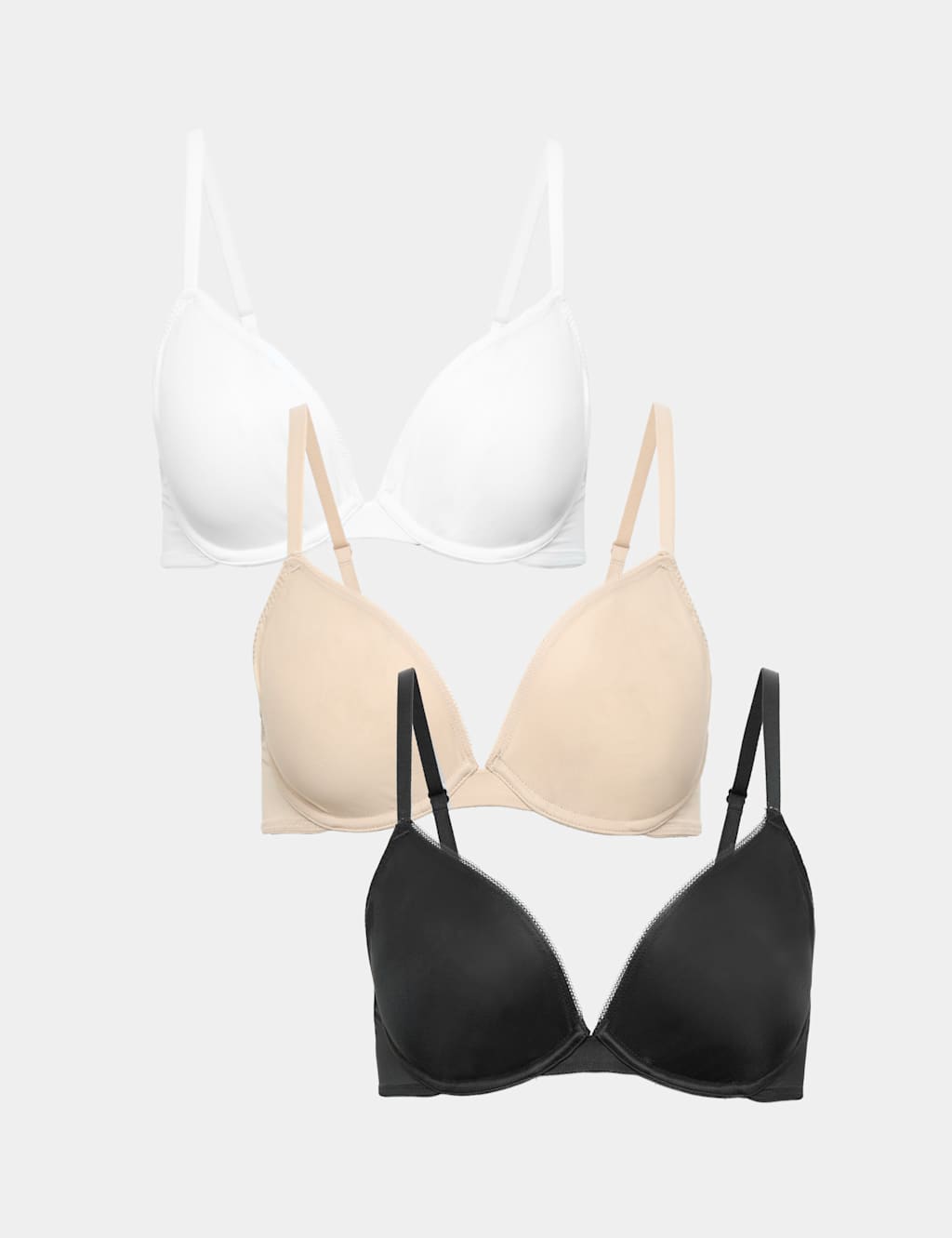 M&S Women's 3 Pack Wired Plunge Bras A-E - 36C - Black Mix