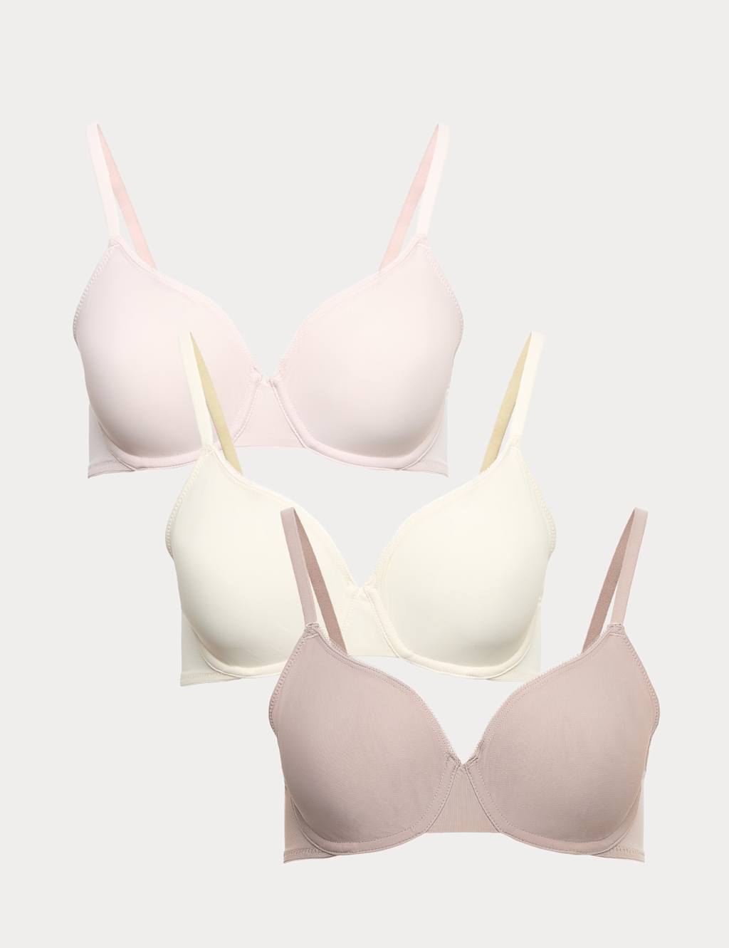 M&S Women's 3 Pack Wired Full Cup Bras A-E - 36C - Pink Mix