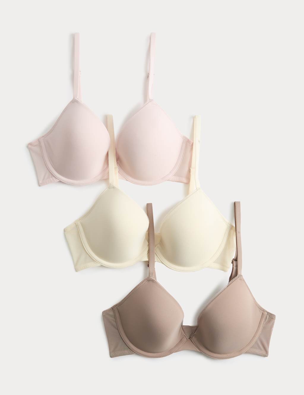 M&S Women's 3 Pack Wired Plunge Bras A-E - 36A - Pink Mix