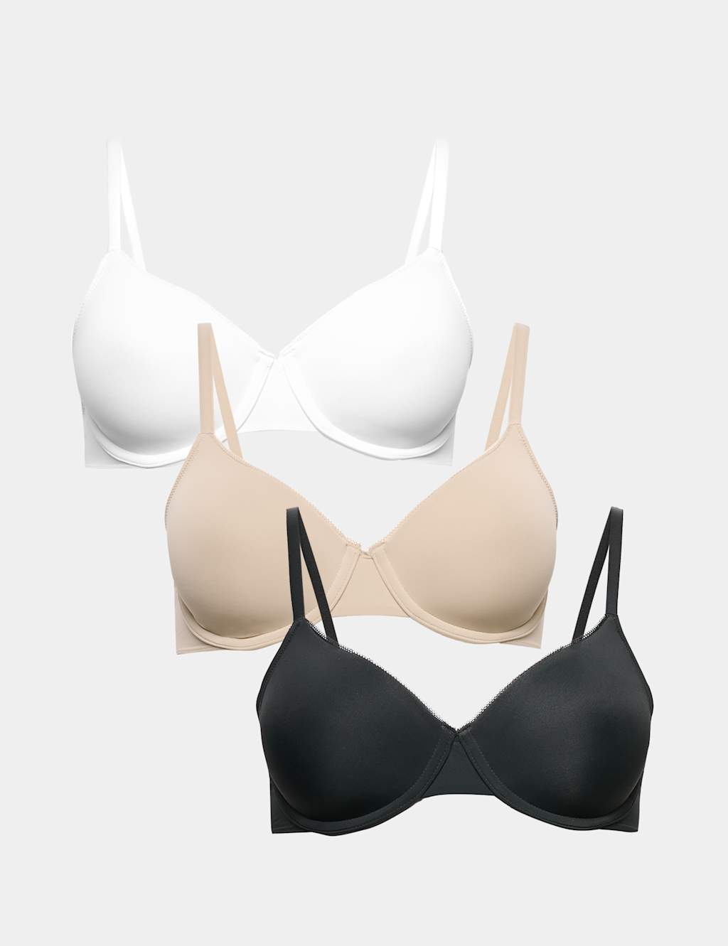 M&S Women's 3 Pack Wired Full Cup Bras A-E - 36E - Black Mix