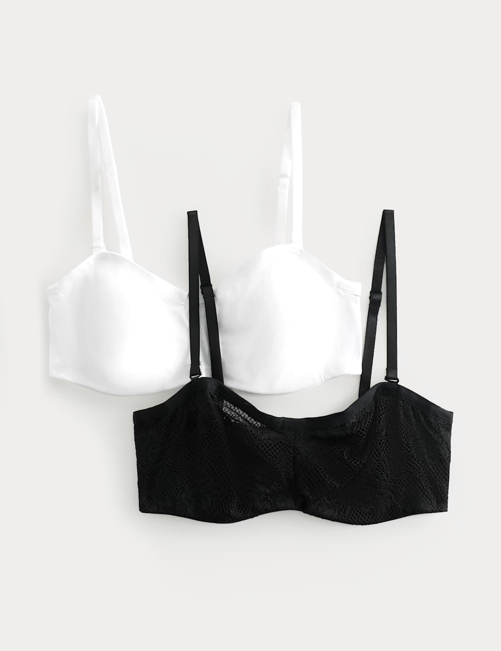 M&S Women's 2 Pack Jasmine Lace Wired Strapless Bras (A-E) - 38D - Black Mix