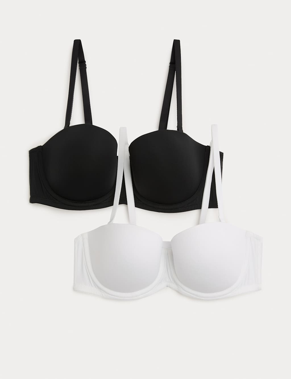 M&S Women's 2 Pack Wired Strapless Bras (A-E) - 30D - White Mix