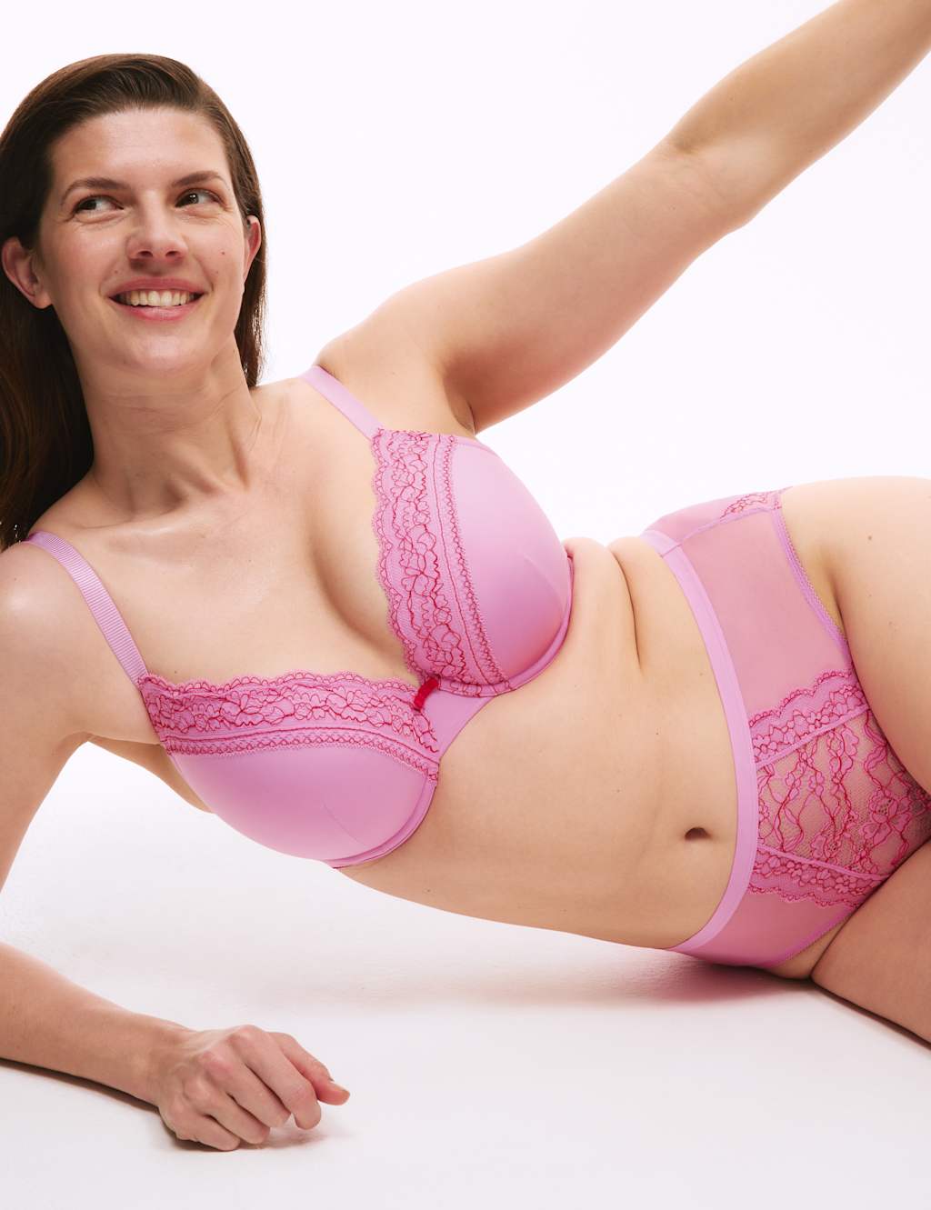 Lace Trim Wired Plunge Bra (F-H)