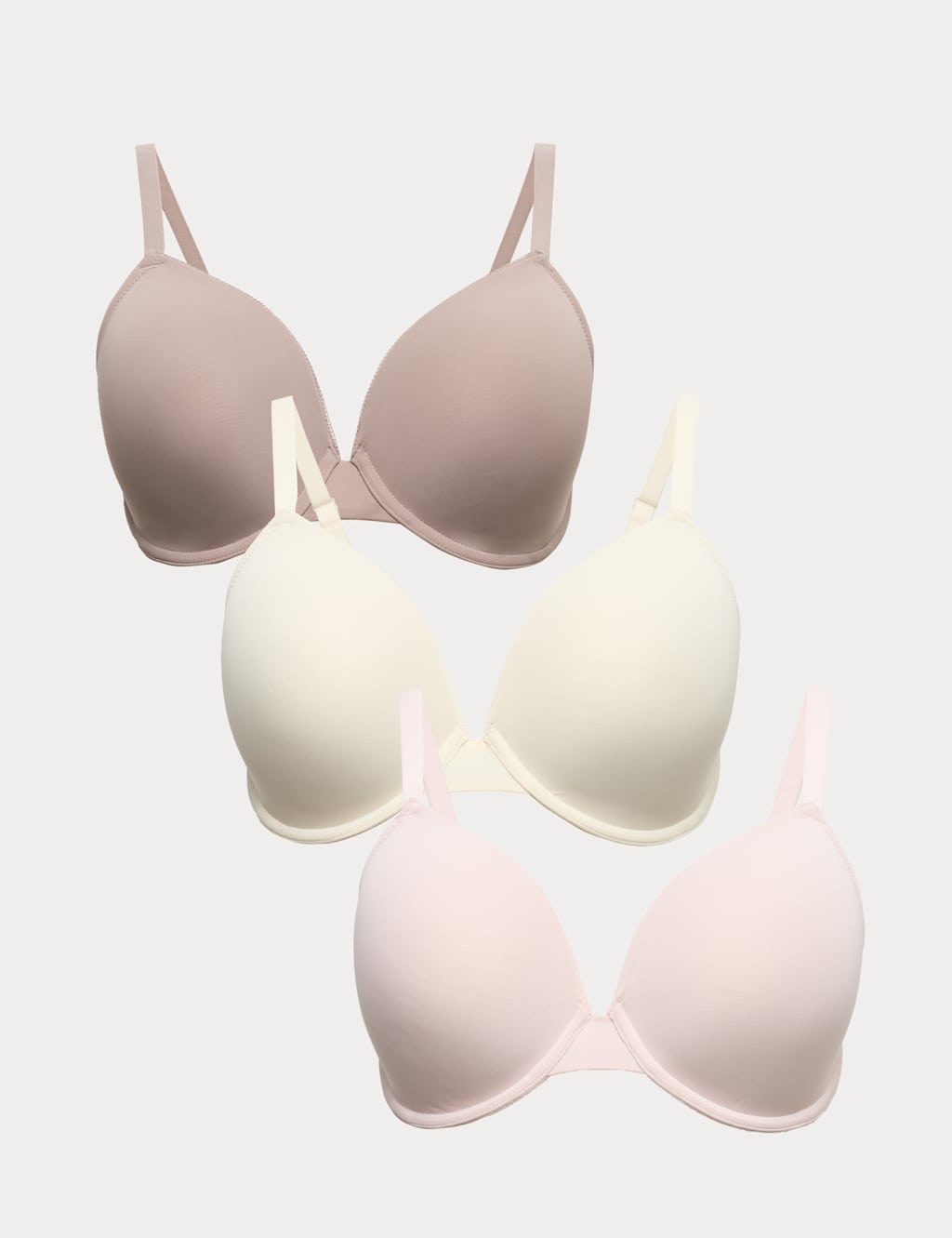 M&S Women's 3 Pack Wired Plunge Bras F-H - 36H - Pink Mix