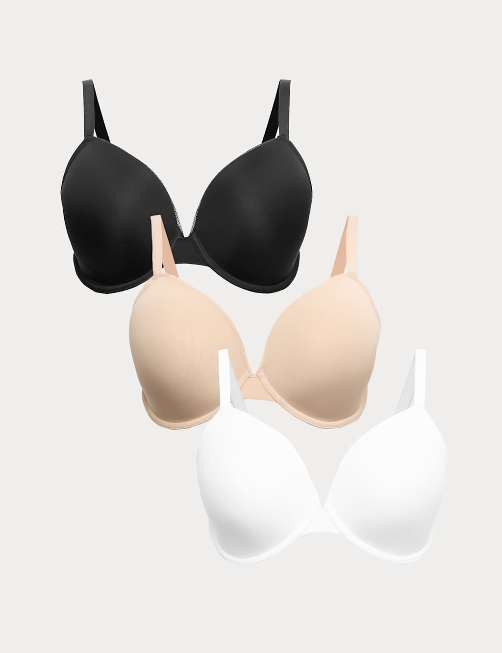 M&S Women's 3 Pack Wired Plunge Bras F-H - 32F - Black Mix