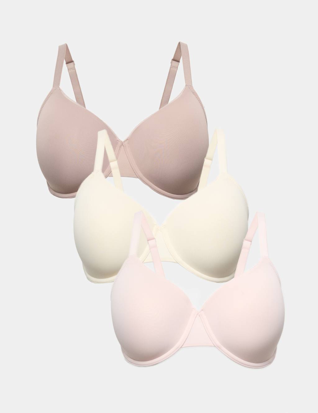 M&S Women's 3 Pack Wired Full Cup Bras F-H - 36H - Pink Mix