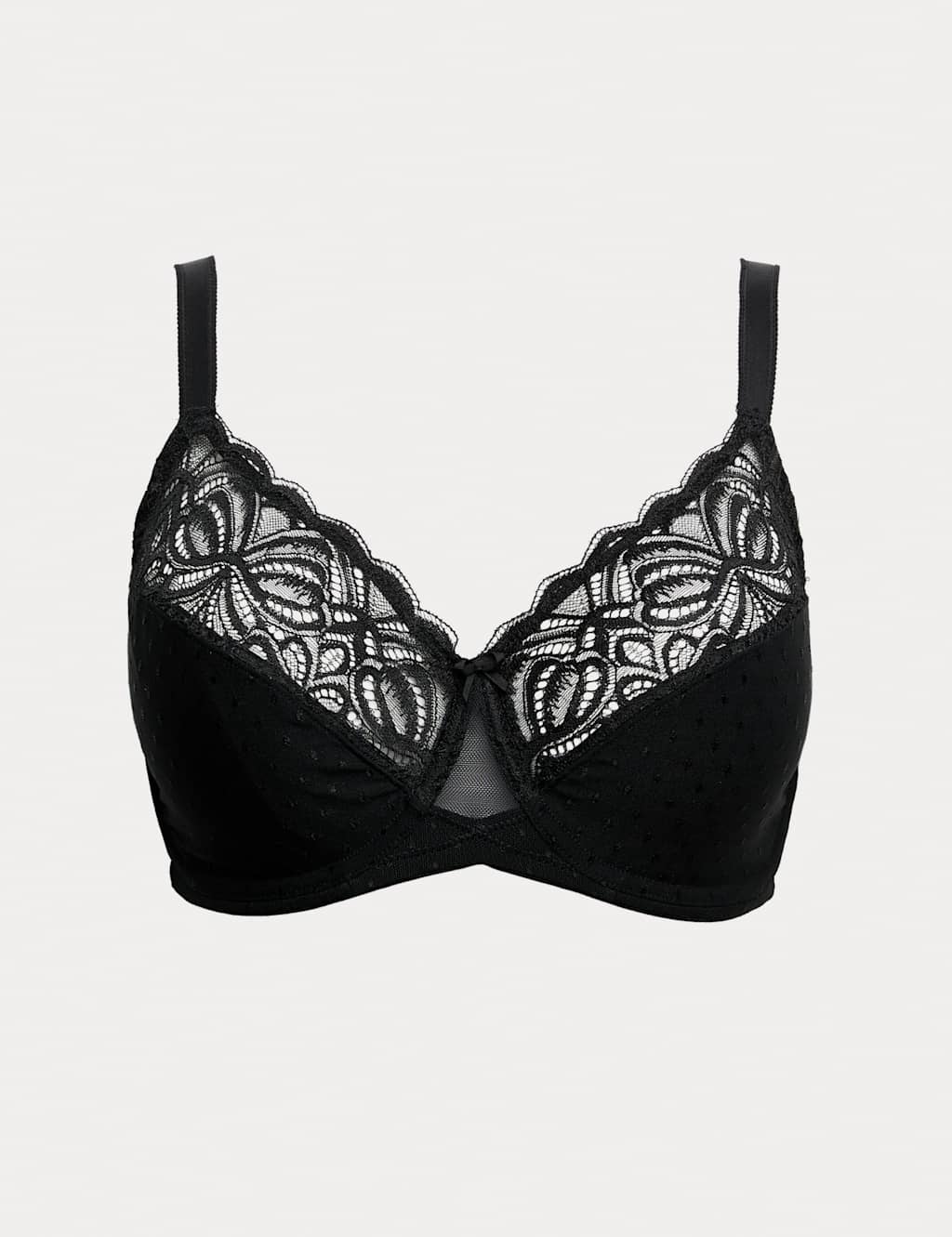 M&S Women's Amelia Lace Wired Minimiser Bra (C-H) - 36C - Black