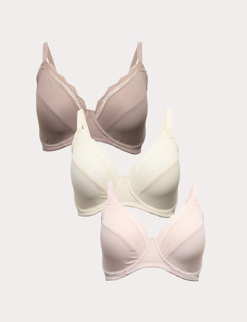 M&S Women's 3pk Wired Full Cup Minimiser Bras C-H - 36C - Pink Mix