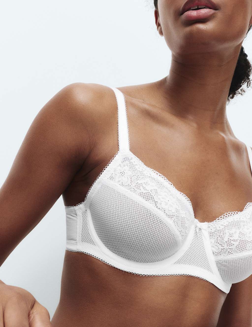M&S Women's Jasmine Lace Wired Minimiser Bra C-H - 38C - White