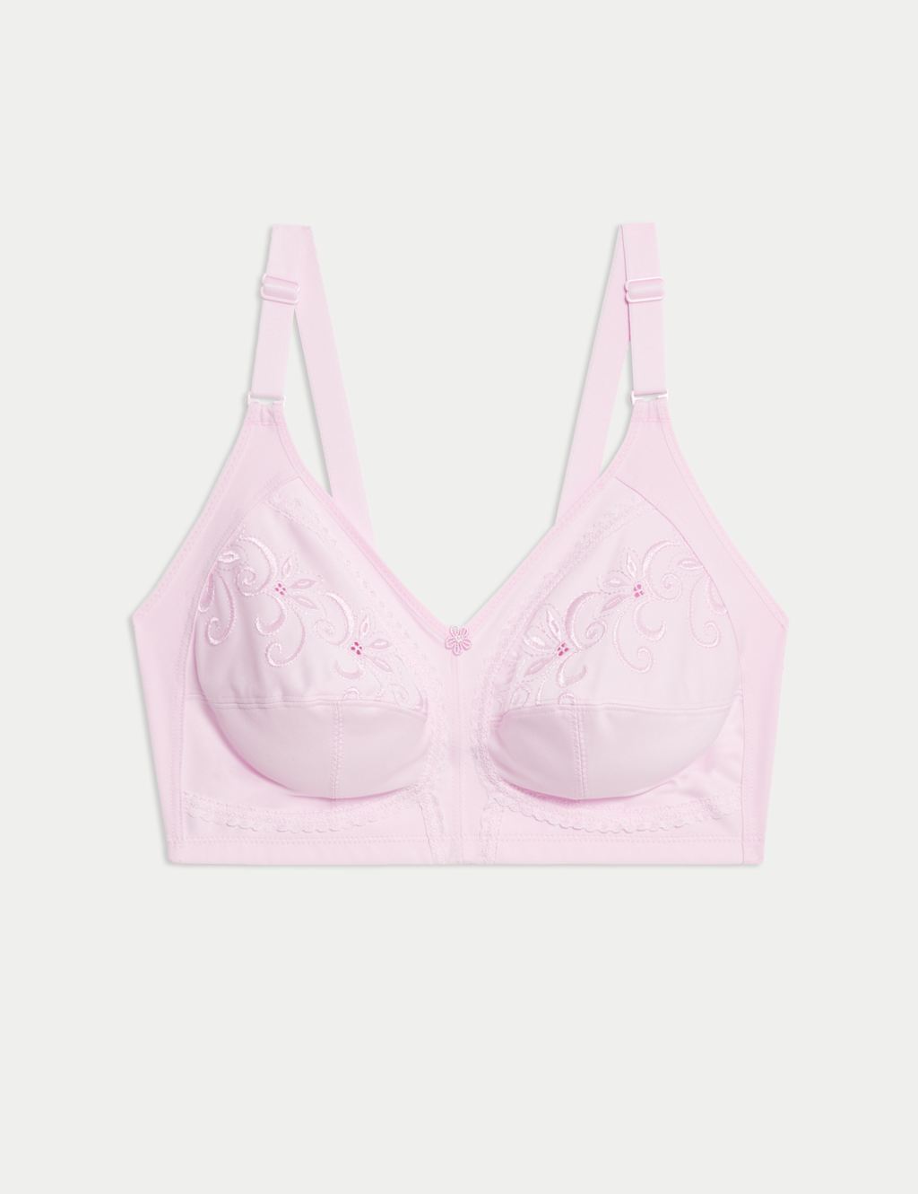Embroidered Non Wired Total Support Bra Powder Pink