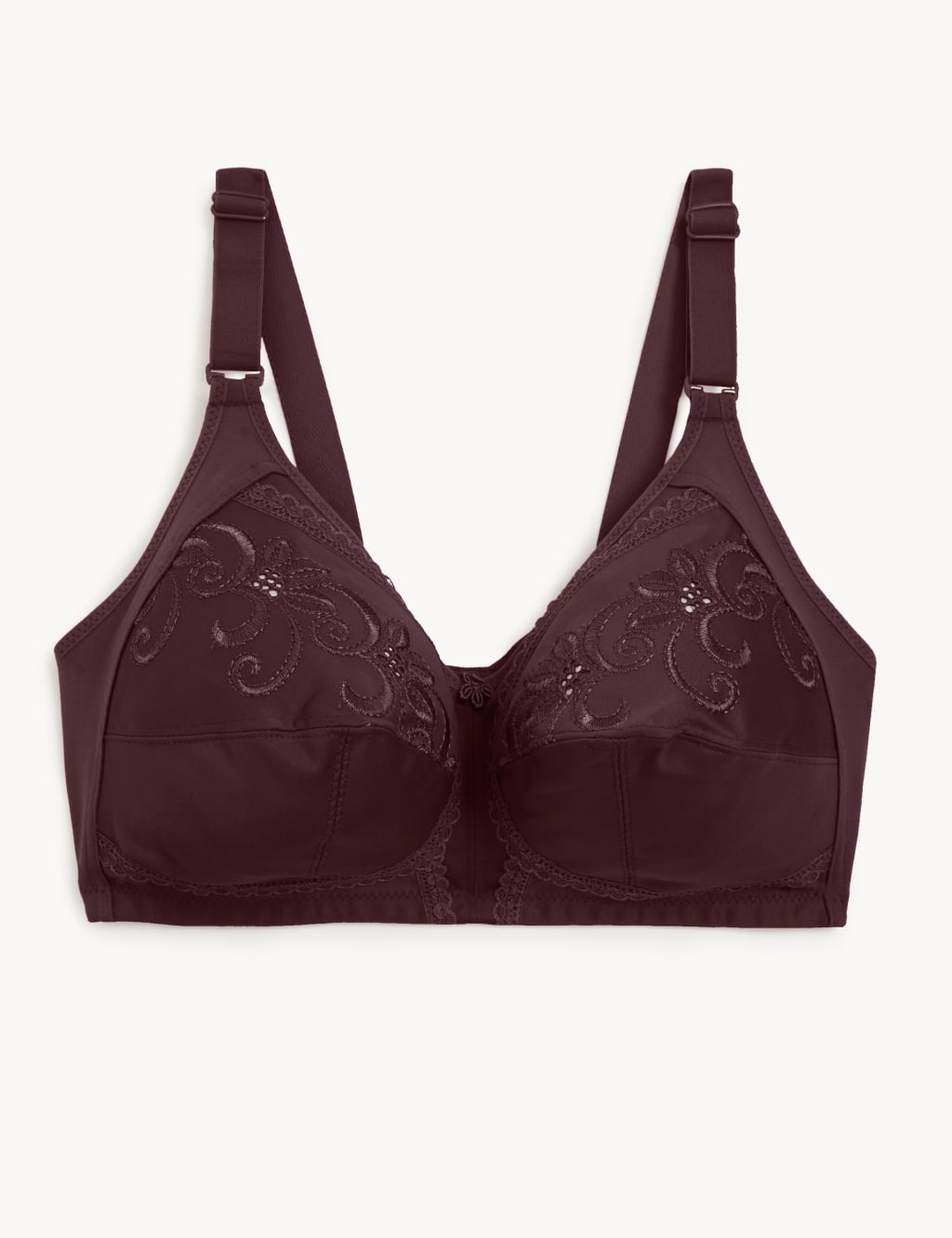 Embroidered Non Wired Total Support Bra Blackcurrant